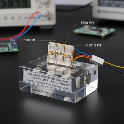 Sıfır üzerindeki sıcaklık etkisi 10 derece Sıfırda yüzde 002'den az F S Yapısal test için tasarlanmış 5000 Mega Ohm'dan fazla yalıtım direnci sunan gerginlik ölçerleri